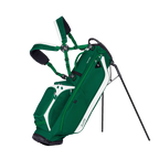 Green golf bag with white accents on a white background