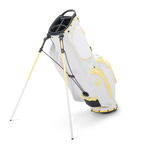 A full shot of standing Ryder golf bag in mindy lemon facing backward
