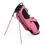 A full shot of standing Ryder S-Class golf bag in dusty pink vegan leather facing backward