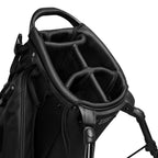 A close up top view of a storm ryder golf bag's 5 way divider  
