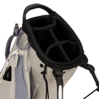 A close up top view of a Cool Gray ryder golf bag's 5 way divider  
