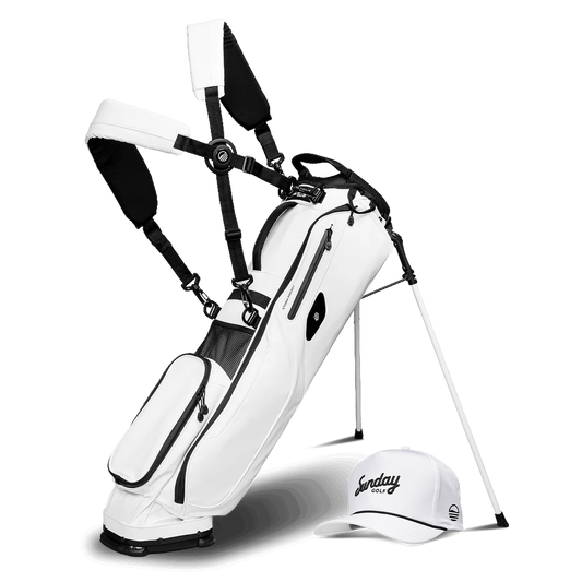 El Camino S-Class Bundle w/ White Rope Hat | White Vegan Leather Mid Size Stand Bag