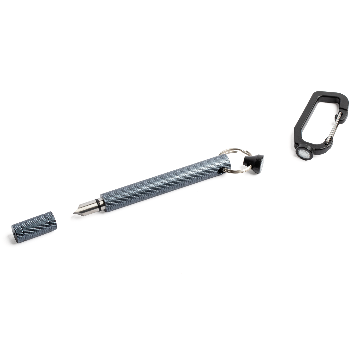 golf club groove sharpener in black with its protective top and magnetic clips off