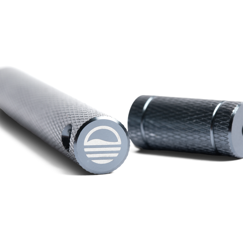 close up shot of laser-engraved top of golf club groove sharpener in black