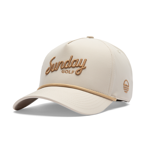 Front shot of toasted almond rope golf hat