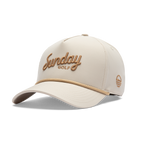Front shot of toasted almond rope golf hat