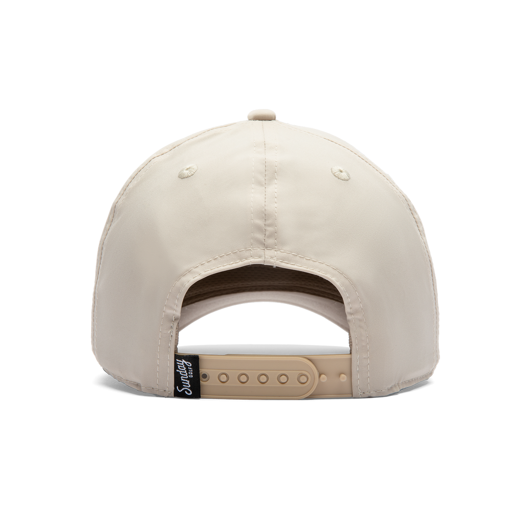 Back shot of toasted almond rope golf hat