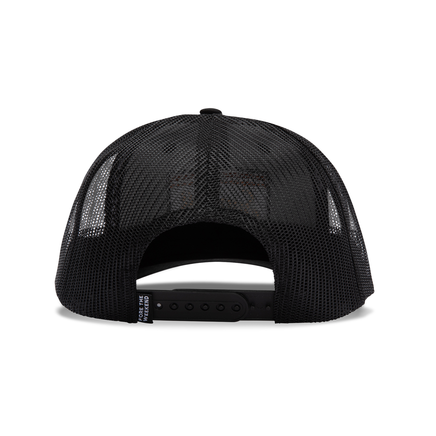 Back view of black trucker golf hat