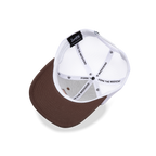 Upside Down View of brown and white trucker golf hat