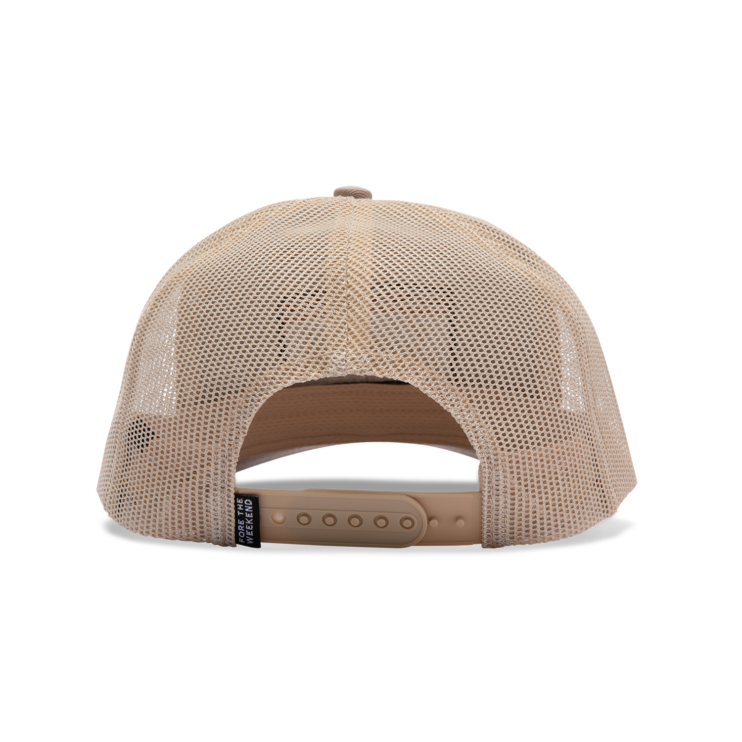 Back View of tan trucker golf hat
