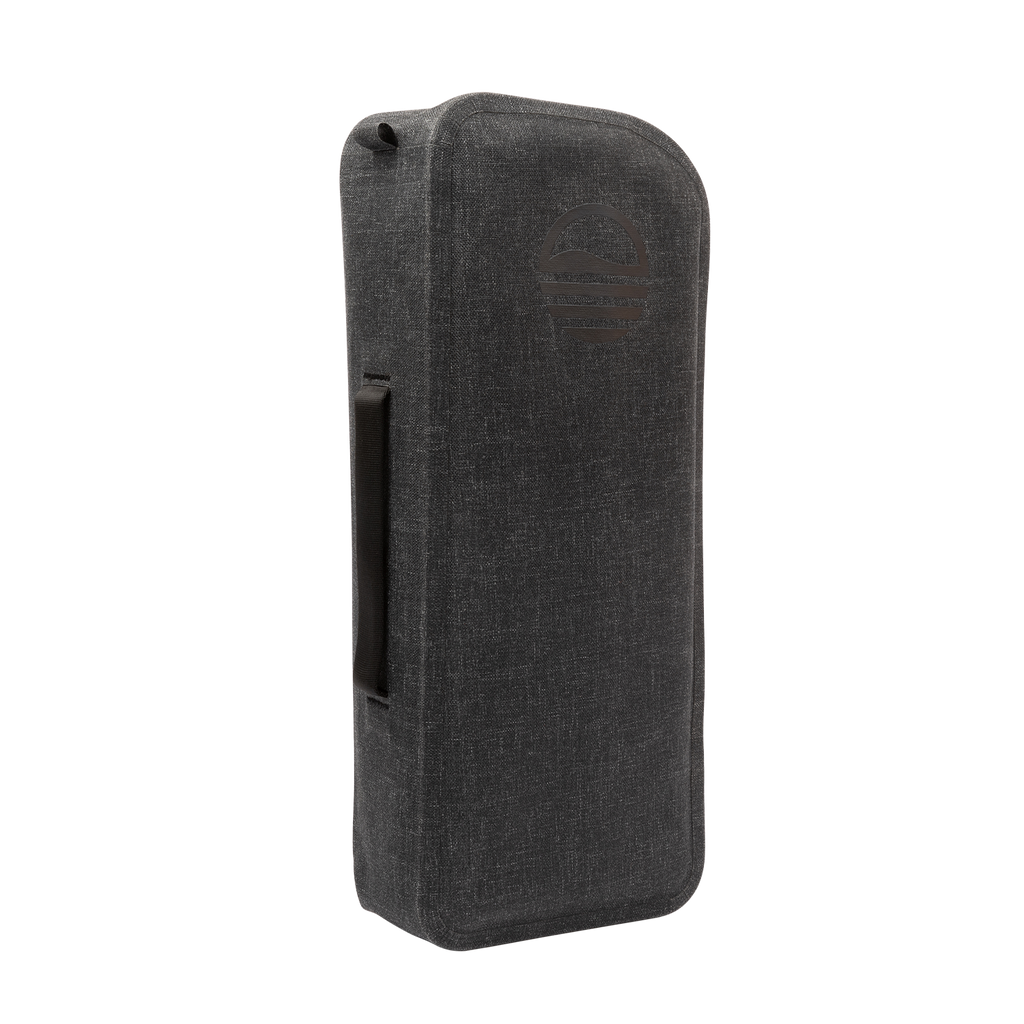 A rear shot of welded waterproof big frosty golf cooler bag in charcoal