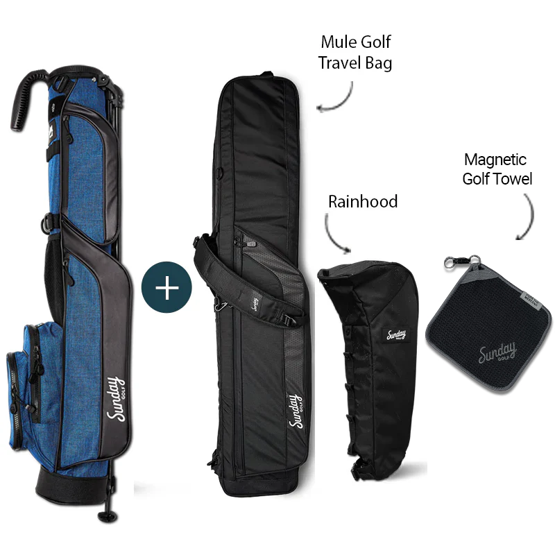 Cobalt Blue Loma Bag Budle with Mule Golf Travel Bag, Rainhood and Magnetic Golf towel