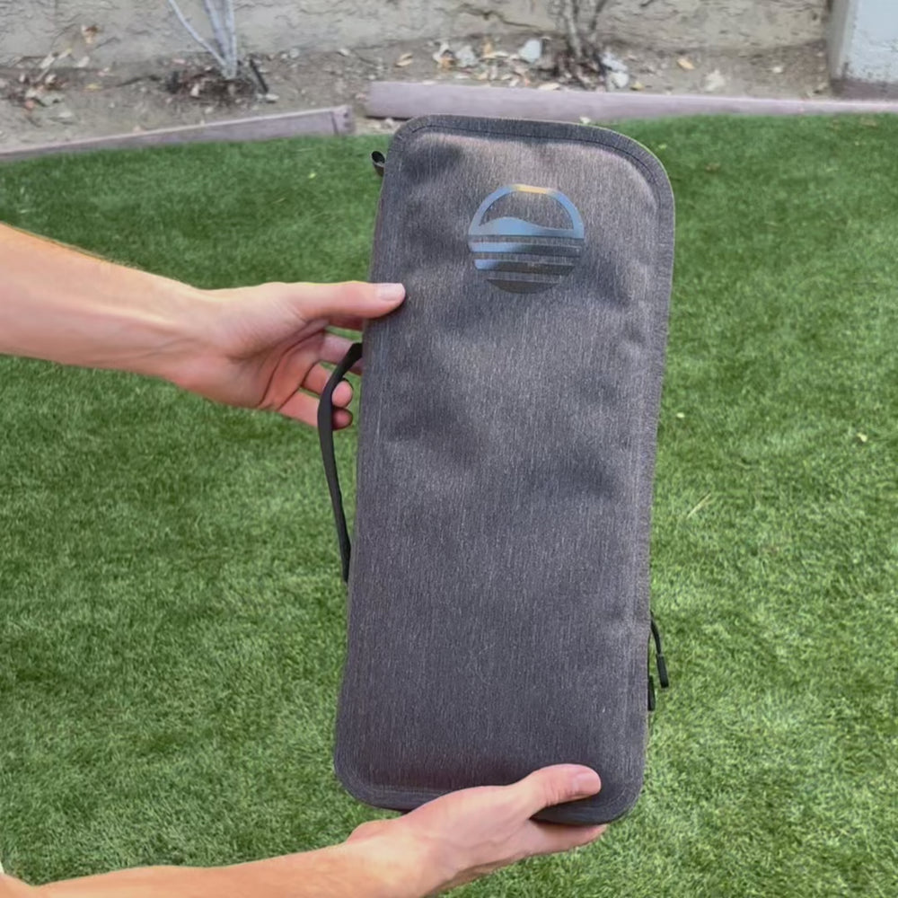 A video showing how to use the welded waterproof big frosty golf cooler bag in charcoal and the functions