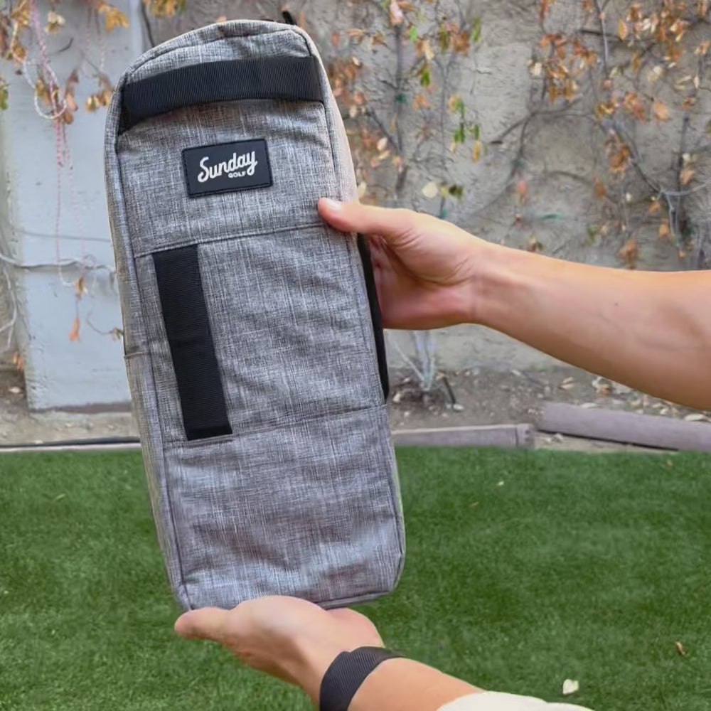 A video showing how to use the big frosty golf cooler bag in heather gray and the functions