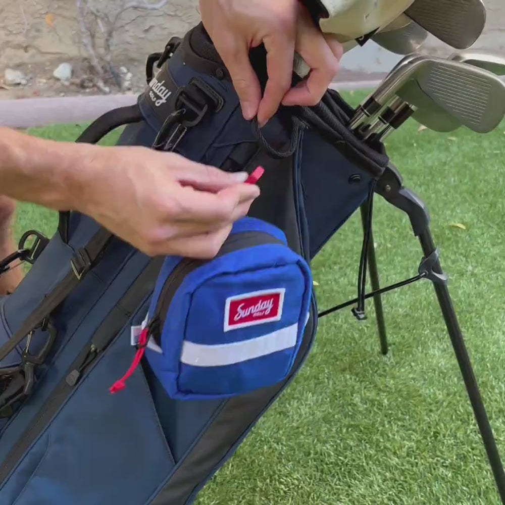 Range Finder Pouch Video Showing different pockets and hooked to a golf bag