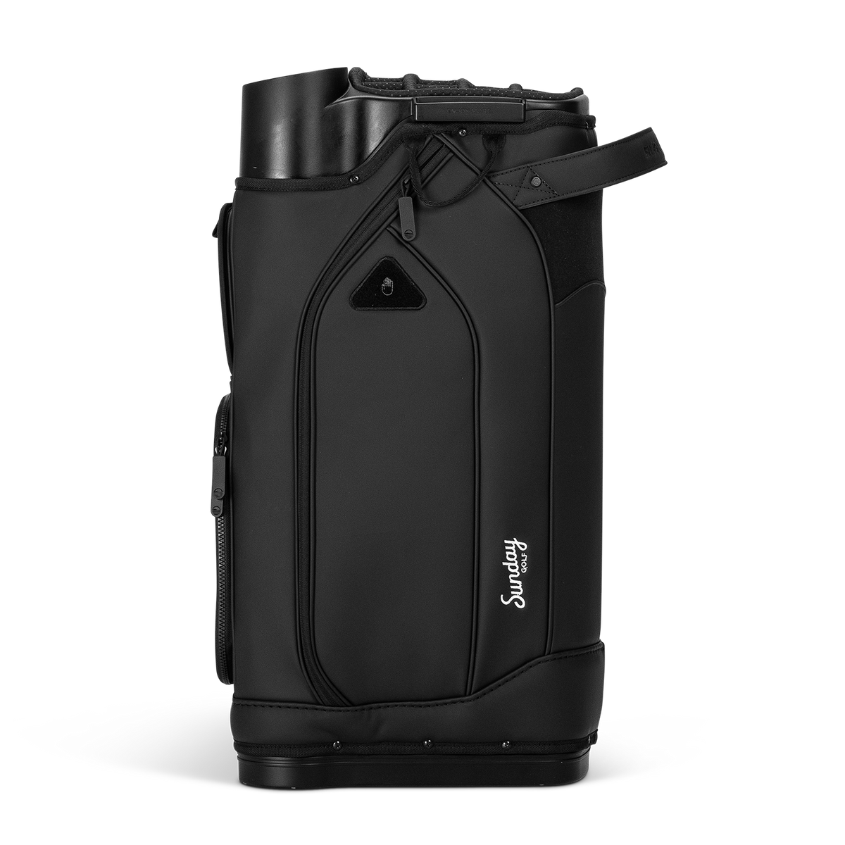 Sunday Golf's Simmy golf bag side view shot with sunday golf logo