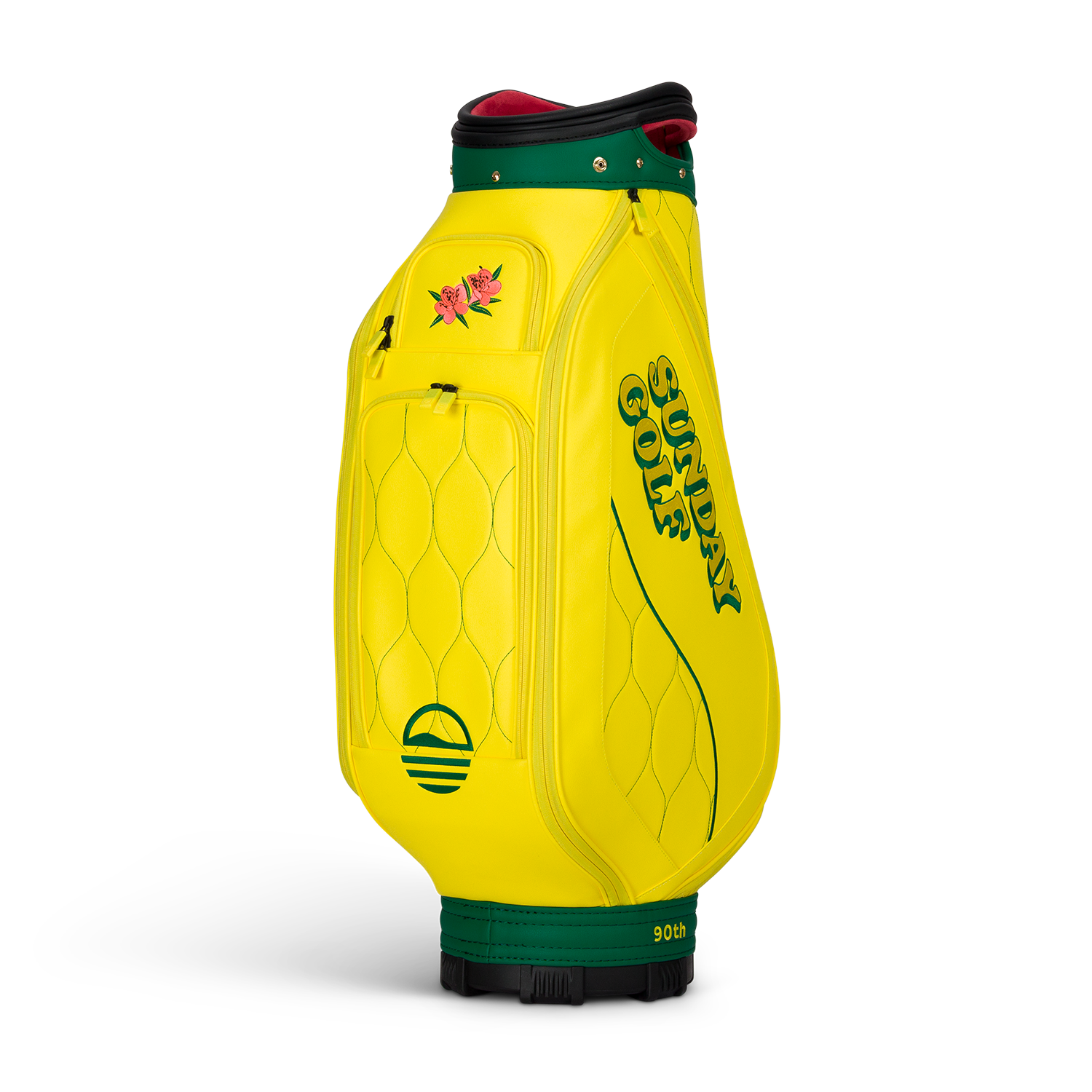 A full front shot of standing Masters Staff golf bag 
