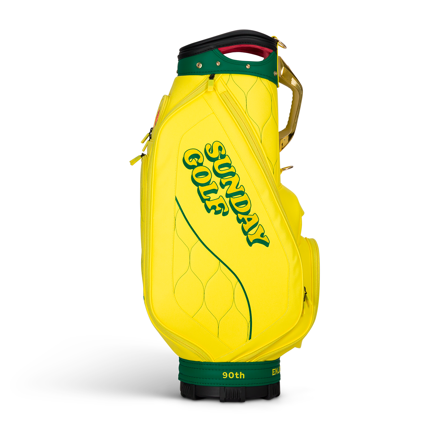 A side shot of standing Masters Staff golf bag