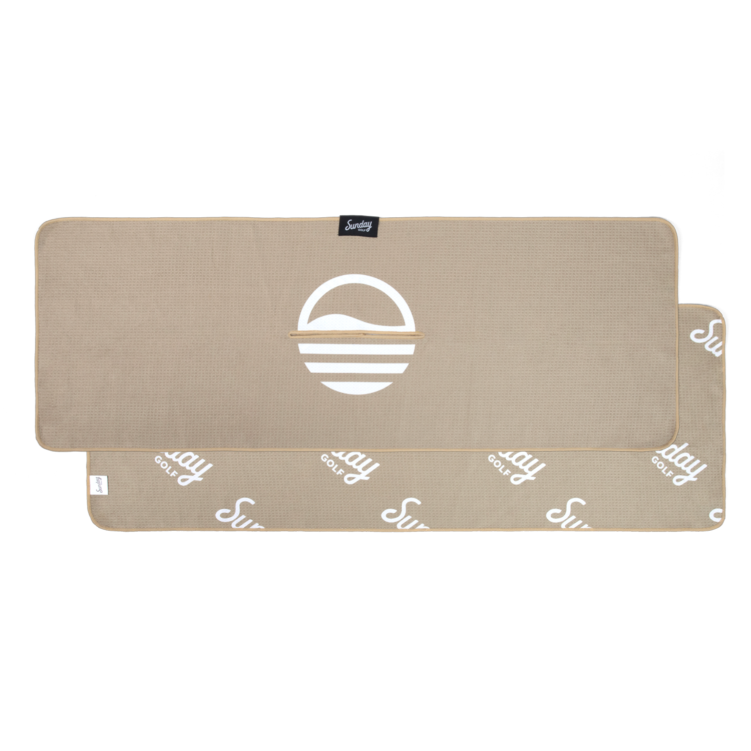 Sunday Golf Classic Golf Towel in toasted almond front and back shot