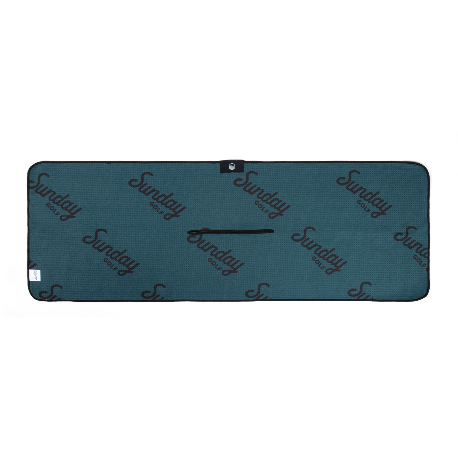 Midnight green golf towel with Sunday Golf logo back