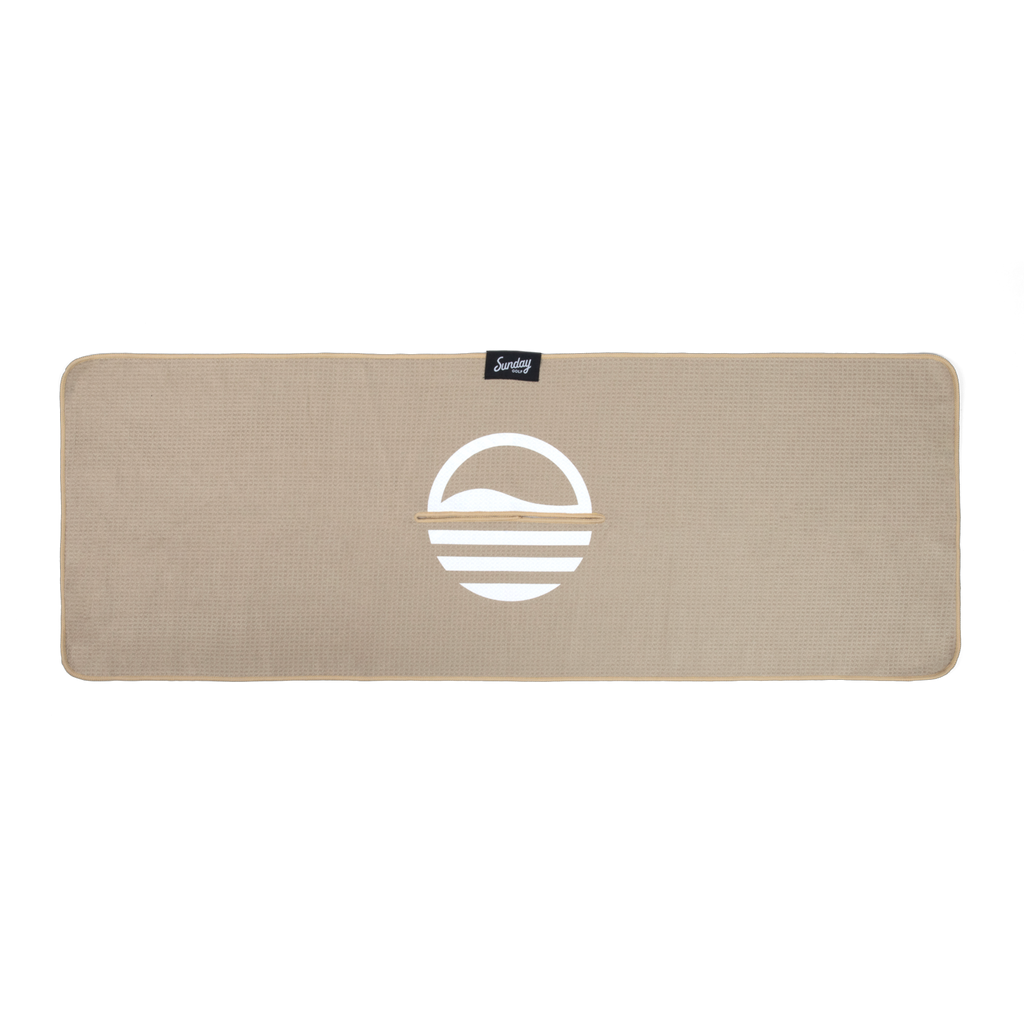 Sunday Golf Classic Golf Towel in toasted almond front shot