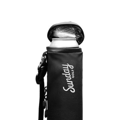 Beer Sleeve Cooler in matte black with canned drink inside