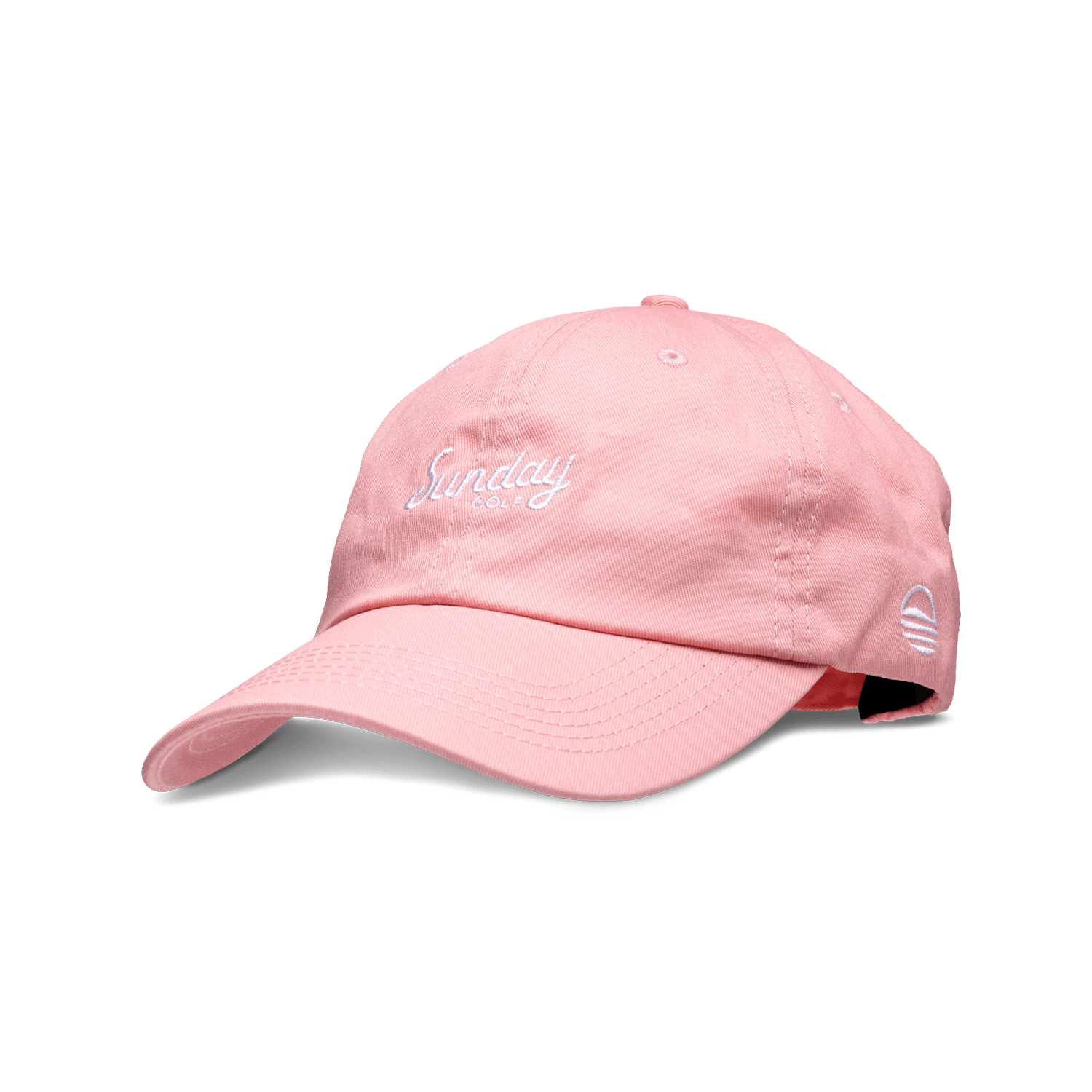 Front shot of coral pink dad golf hat