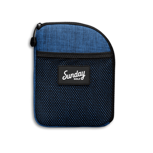 Front shot of cobalt blue nickel bag that can be paired with golf bag