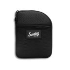 Front shot of matte black nickel bag valuables pouch that can be paired with golf bag