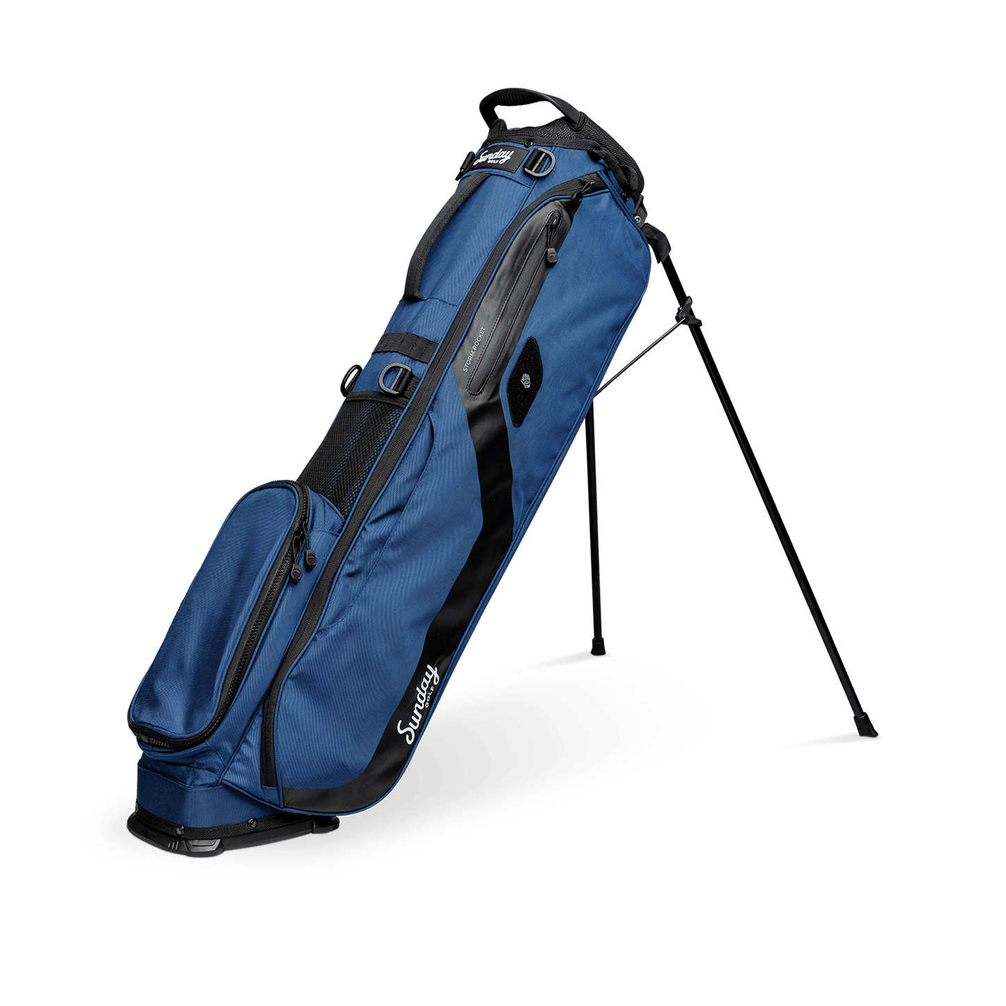 A full front shot of standing El Camino golf bag in cobalt blue