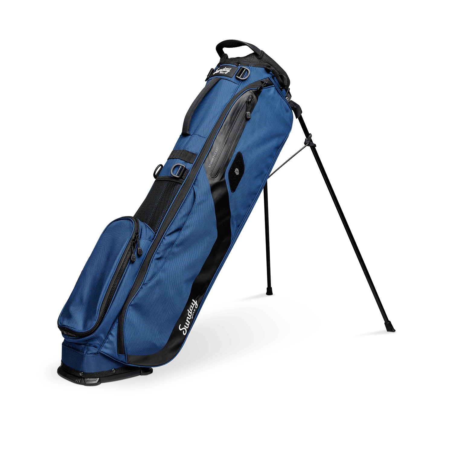A full front shot of standing El Camino golf bag in cobalt blue