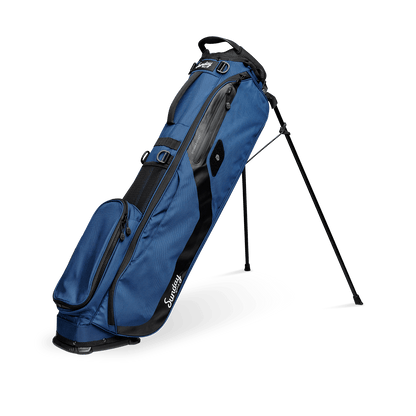 A full front shot of standing El Camino golf bag in cobalt blue