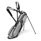 A full front shot of standing El Camino golf bag in heather gray with double strap
