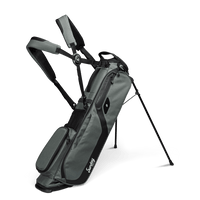 Sunday Golf El Camino golf bag in midnight green showing stand legs and double cross carrying strap