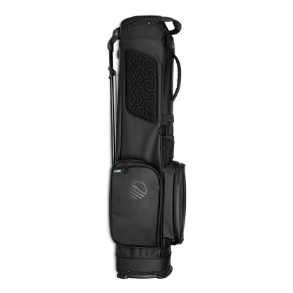 Side view of the hip panel on El Camino S-Class golf bag in black vegan leather material