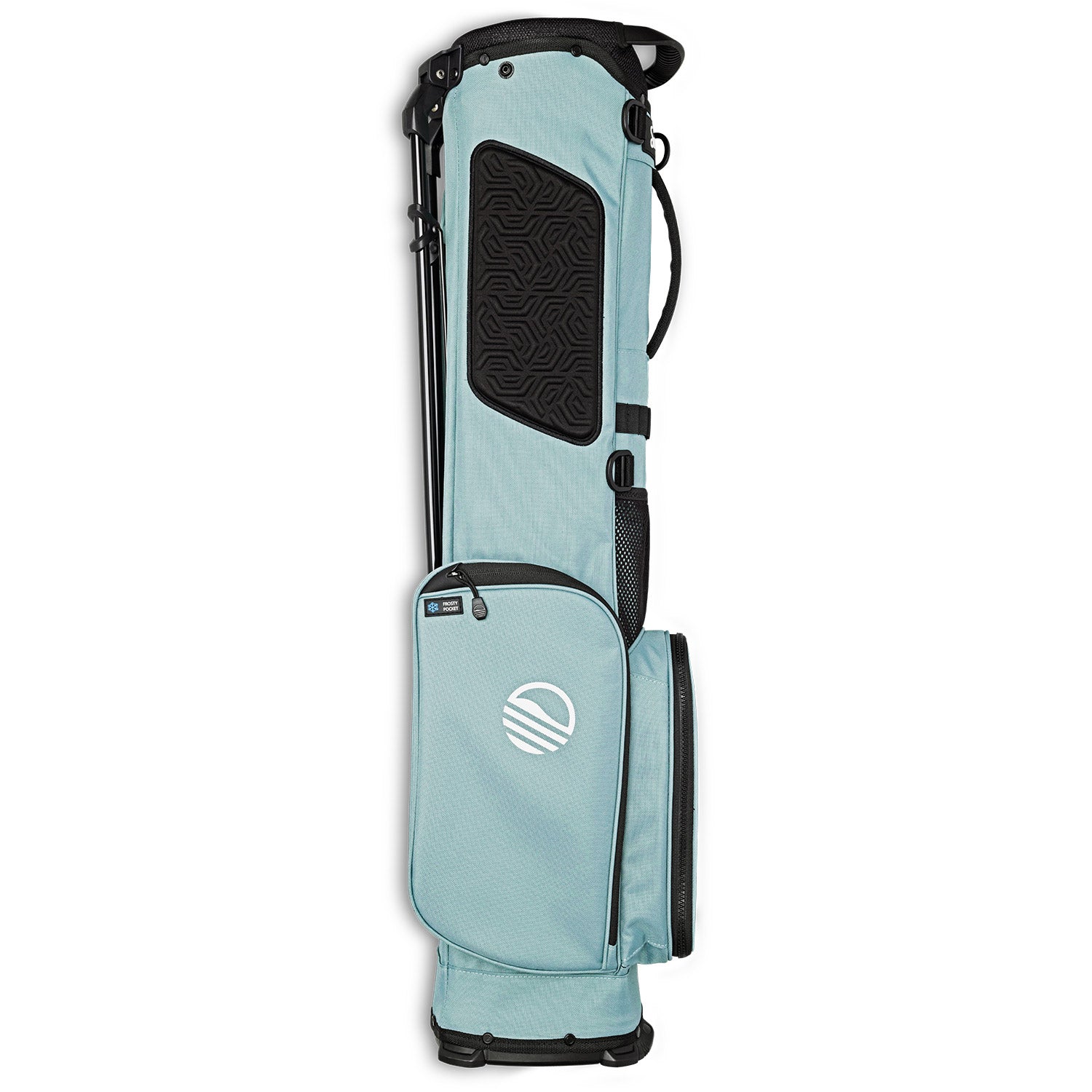 Side view of the hip panel on El Camino golf bag in seafoam