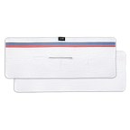 white El Classico golf towel by Sunday Golf with red and blue pinstripe across top horizontal 