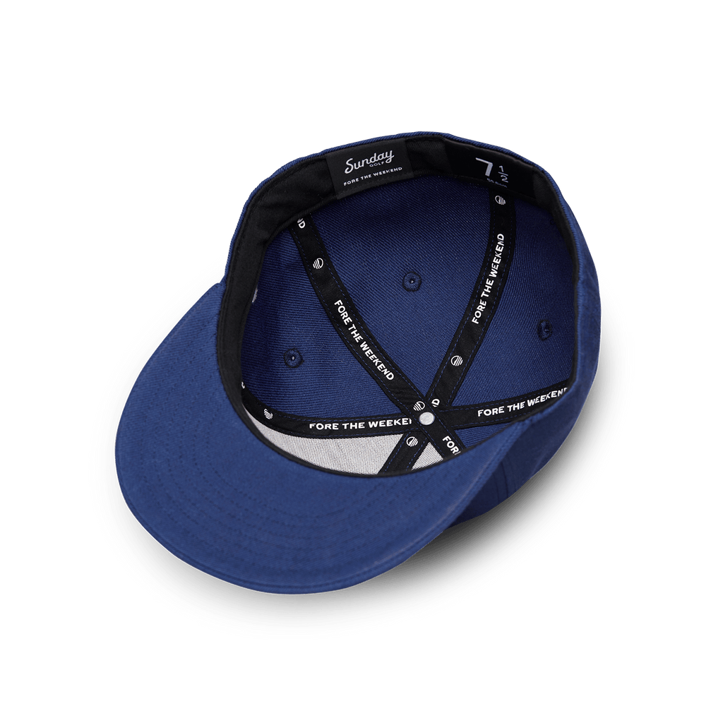 Upside down shot of navy pro fit golf hat