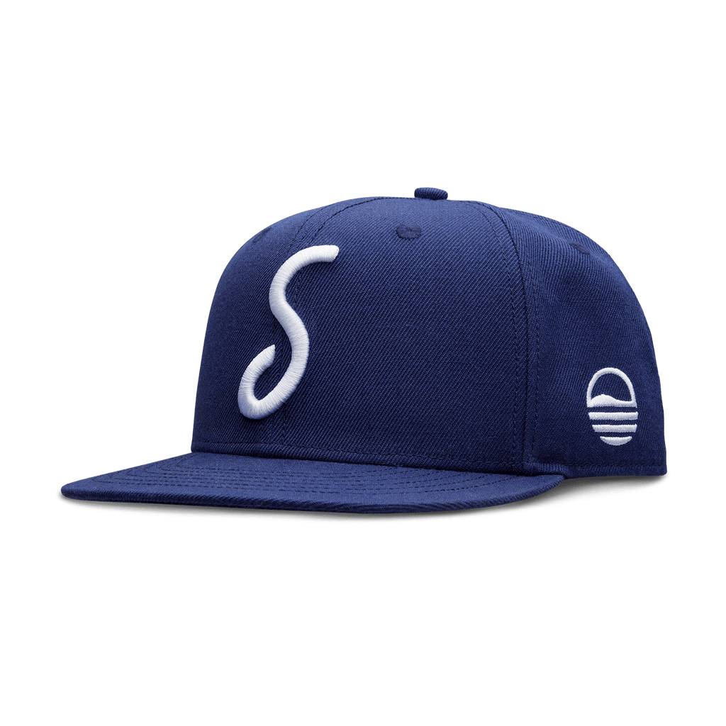 Front shot of navy pro fit golf hat