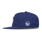 Side view of navy pro fit golf hat