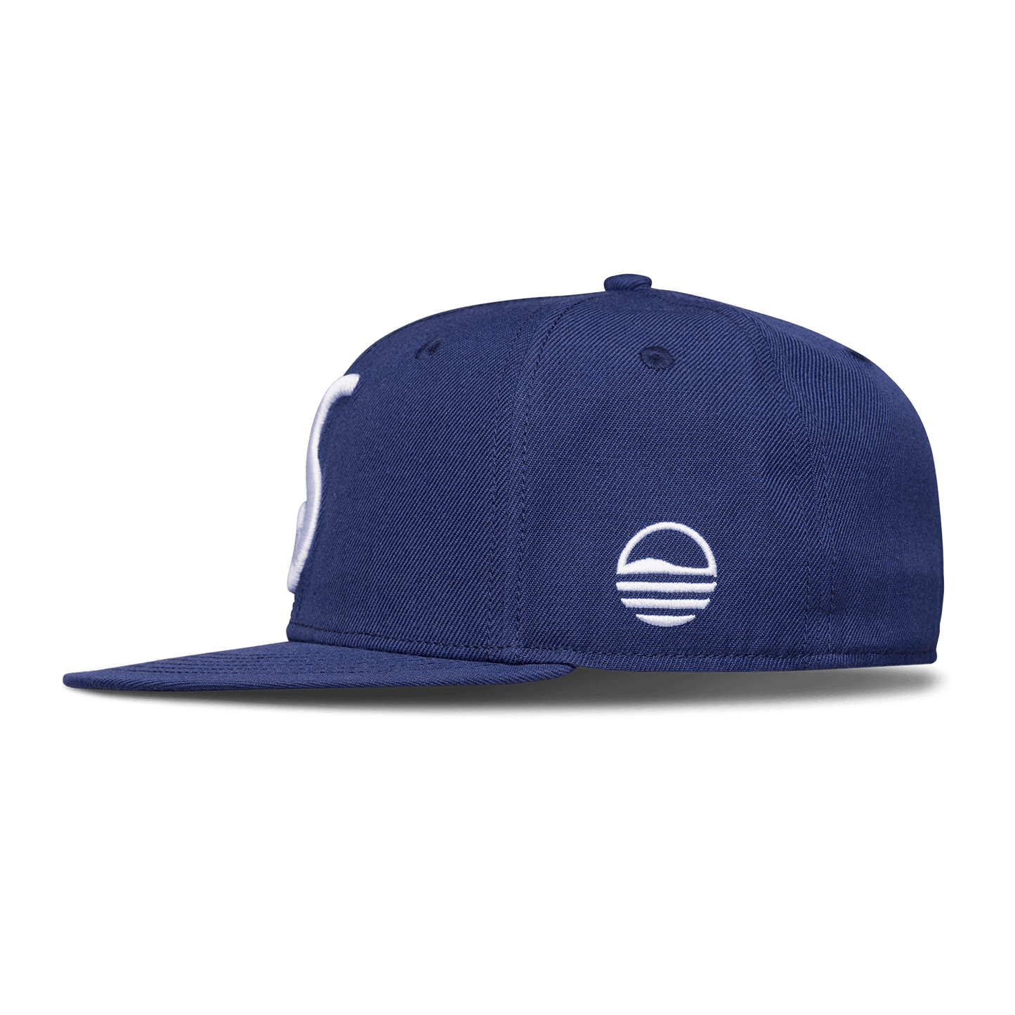 Side view of navy pro fit golf hat