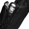 A close up shot of black vegan leather Loma S-Class golf bag's frosty pocket with a canned drink inside