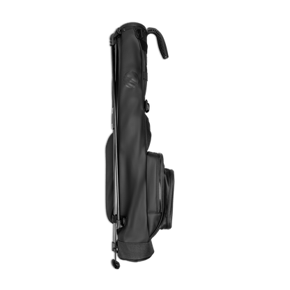 Side view of the hip panel on Loma S-Class golf bag in black vegan leather