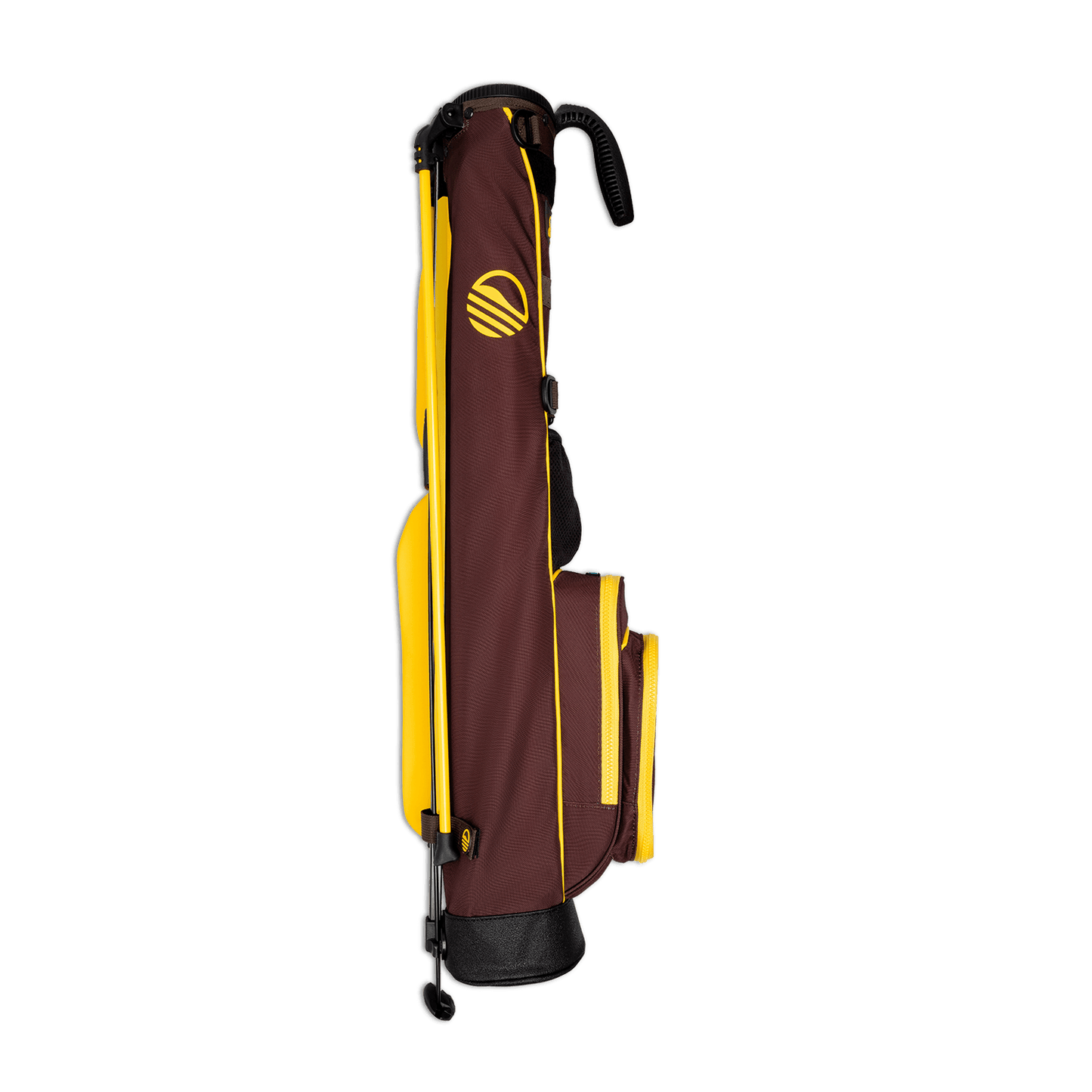 Side view of the hip panel on Loma golf bag in friars brown