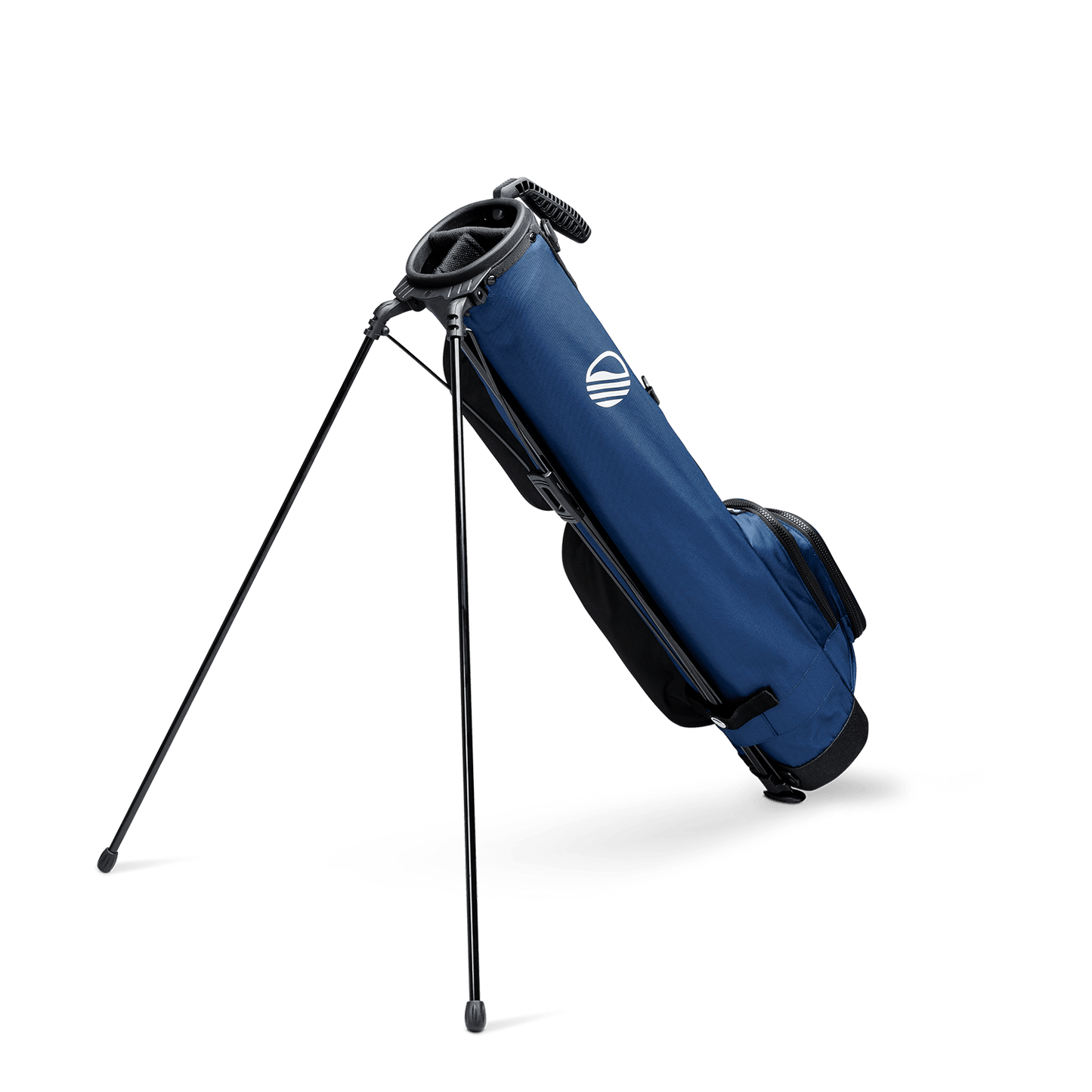 A full shot of standing Loma XL golf bag in cobalt blue facing backward