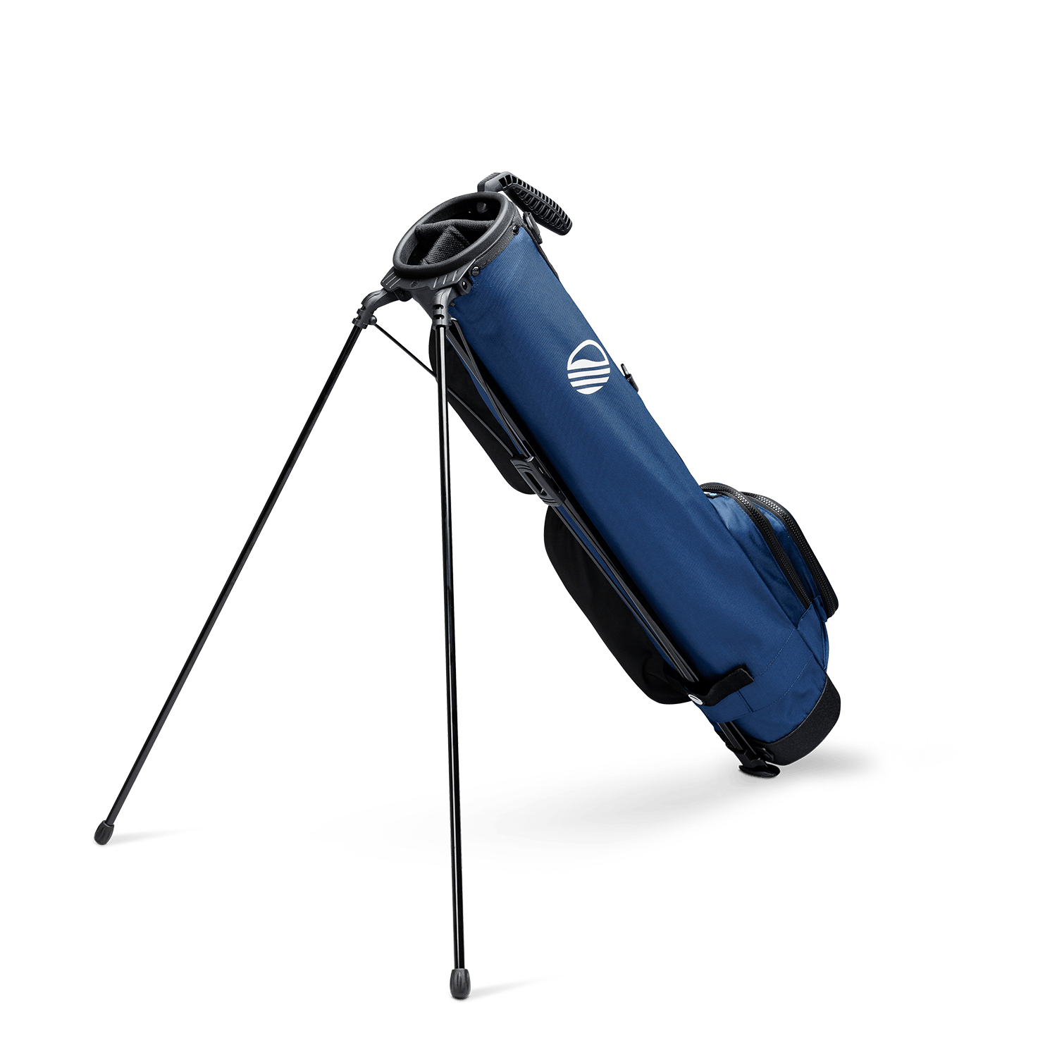 A full shot of standing Loma XL golf bag in cobalt blue facing backward
