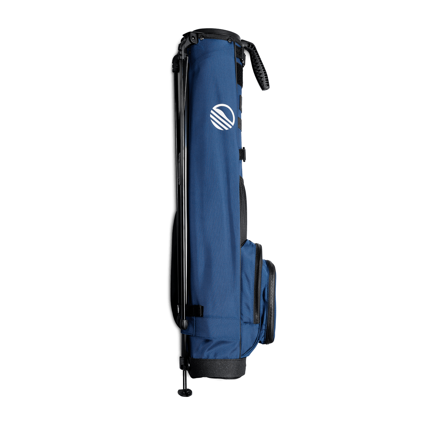 Side view of the hip panel on Loma XL golf bag in cobalt blue