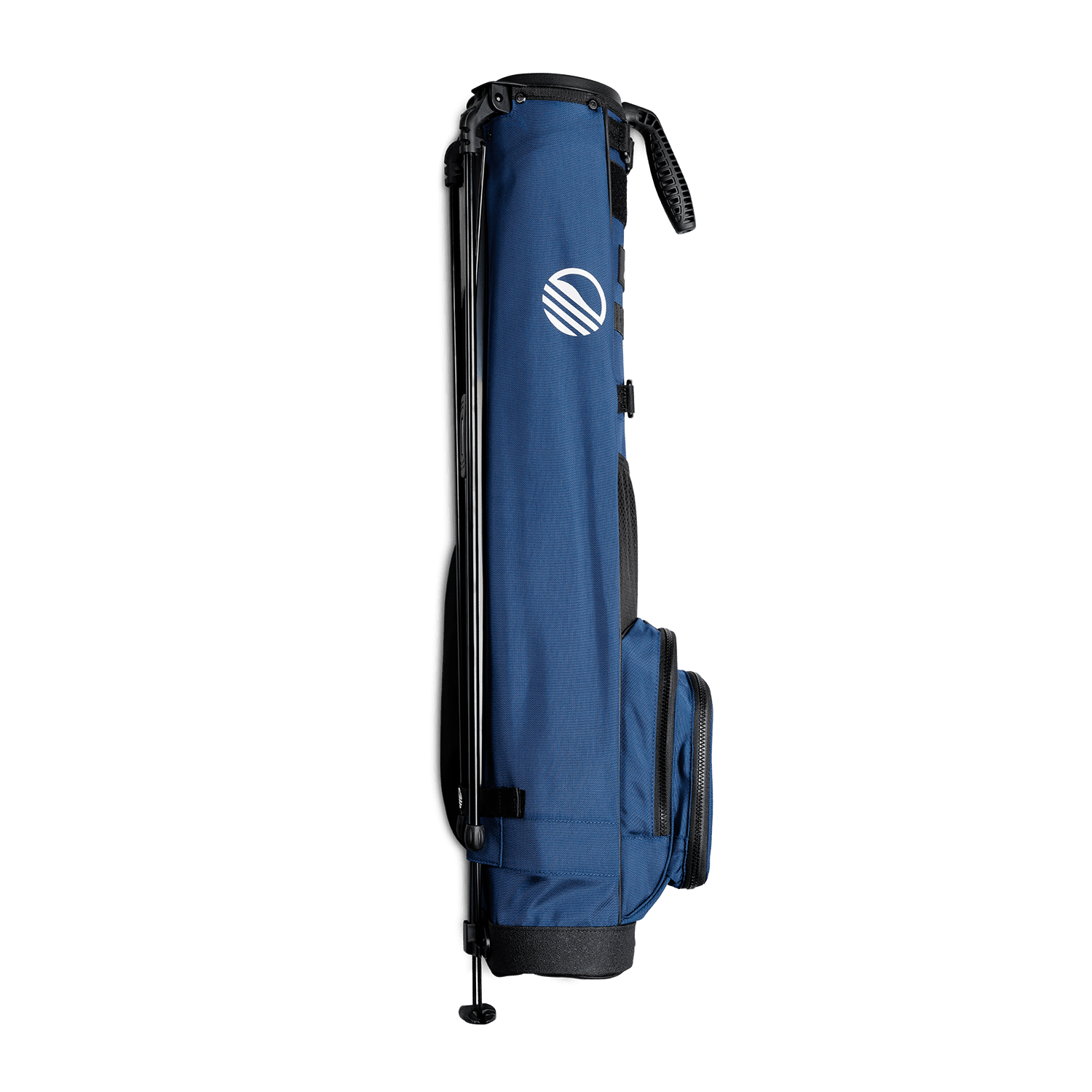 Side view of the hip panel on Loma XL golf bag in cobalt blue