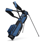 A full front shot of standing Loma XL golf bag in cobalt blue with double strap
