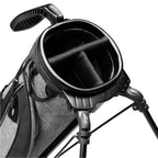 A close up top view of a heather gray Loma XL golf bag's 3-way divider
